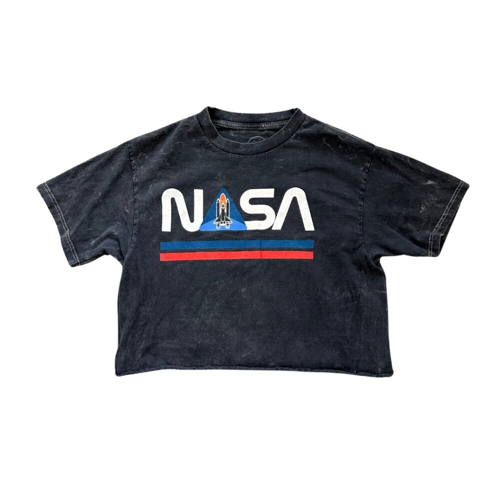 NASA Gray Cropped T--Shirt Small